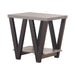 Stevens V-shaped End Table Black and Antique Grey - Bargain Furniture (Detroit, MI)