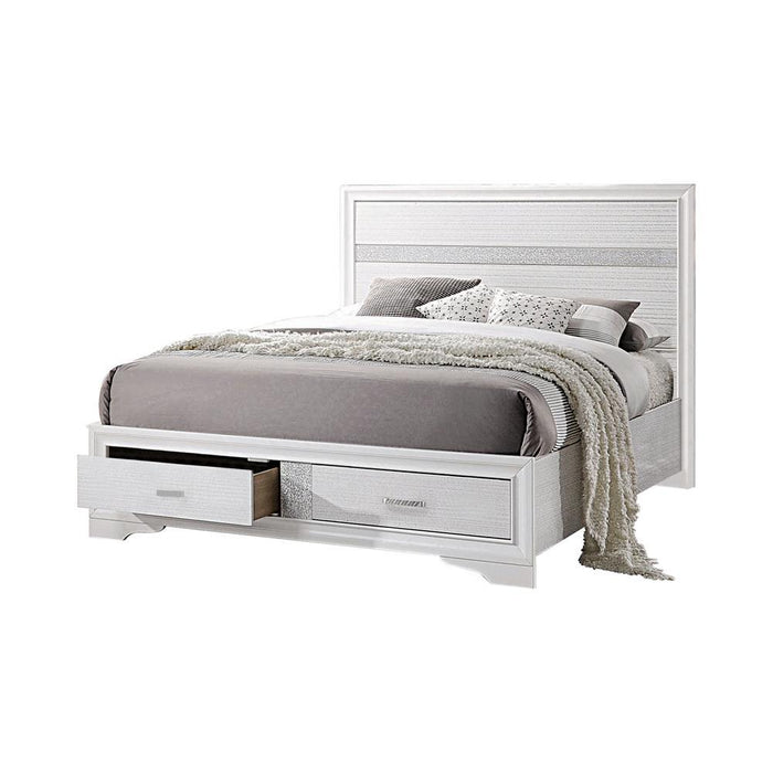 Miranda California King. E.King, & Queen 2-drawer Storage Bed Black & White - Bargain Furniture (Detroit, MI)