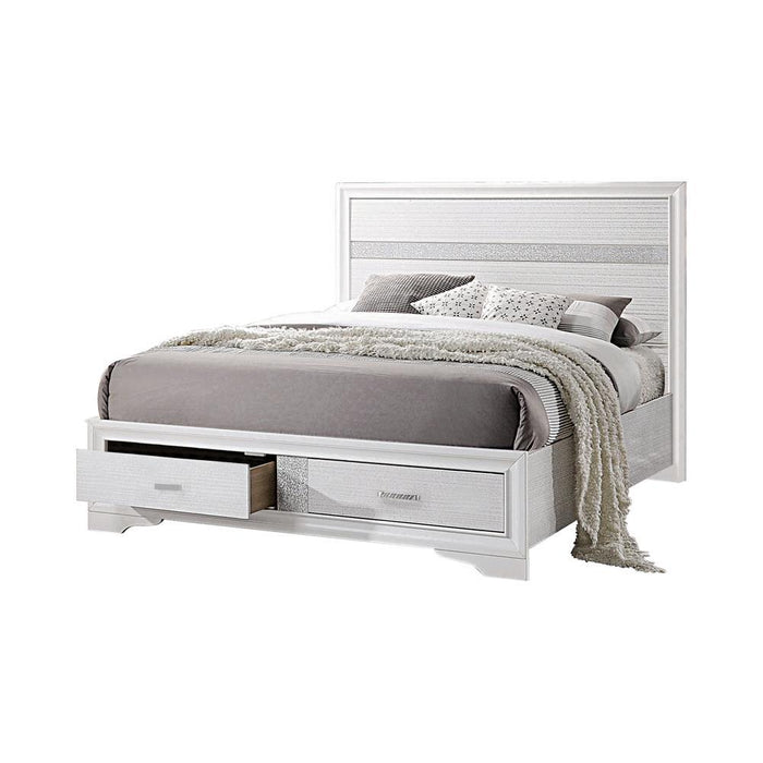 Miranda California King. E.King, & Queen 2-drawer Storage Bed Black & White - Bargain Furniture (Detroit, MI)