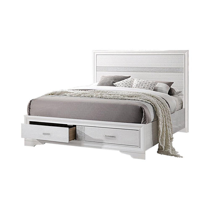 Miranda California King. E.King, & Queen 2-drawer Storage Bed Black & White - Bargain Furniture (Detroit, MI)