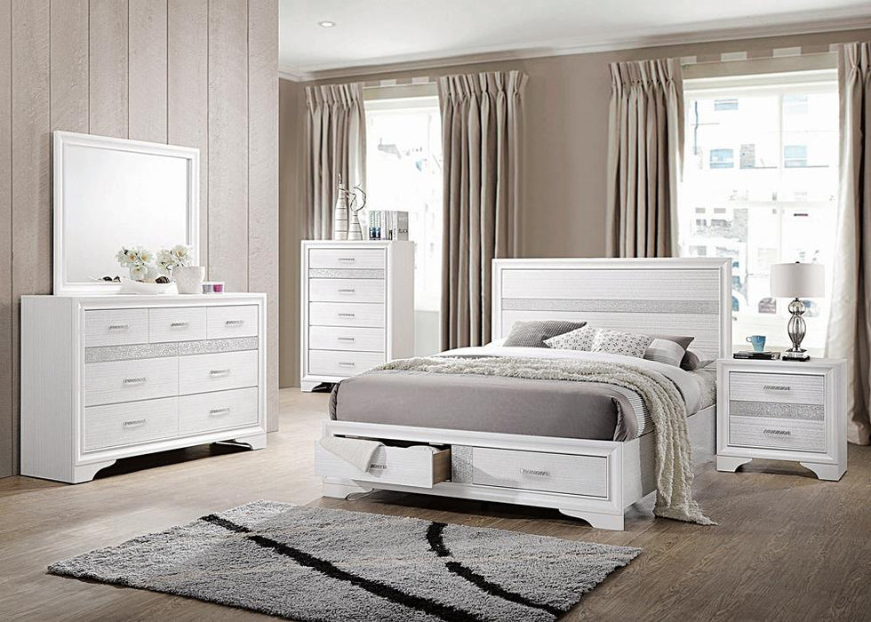 Miranda California King. E.King, & Queen 2-drawer Storage Bed Black & White - Bargain Furniture (Detroit, MI)