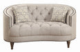 Avonlea Sloped Arm Upholstered Loveseat Trim Grey - Bargain Furniture (Detroit, MI)