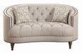 Avonlea Sloped Arm Upholstered Loveseat Trim Grey - Bargain Furniture (Detroit, MI)
