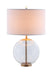 Kenny Drum Shade Table Lamp with Glass Base White - Bargain Furniture (Detroit, MI)