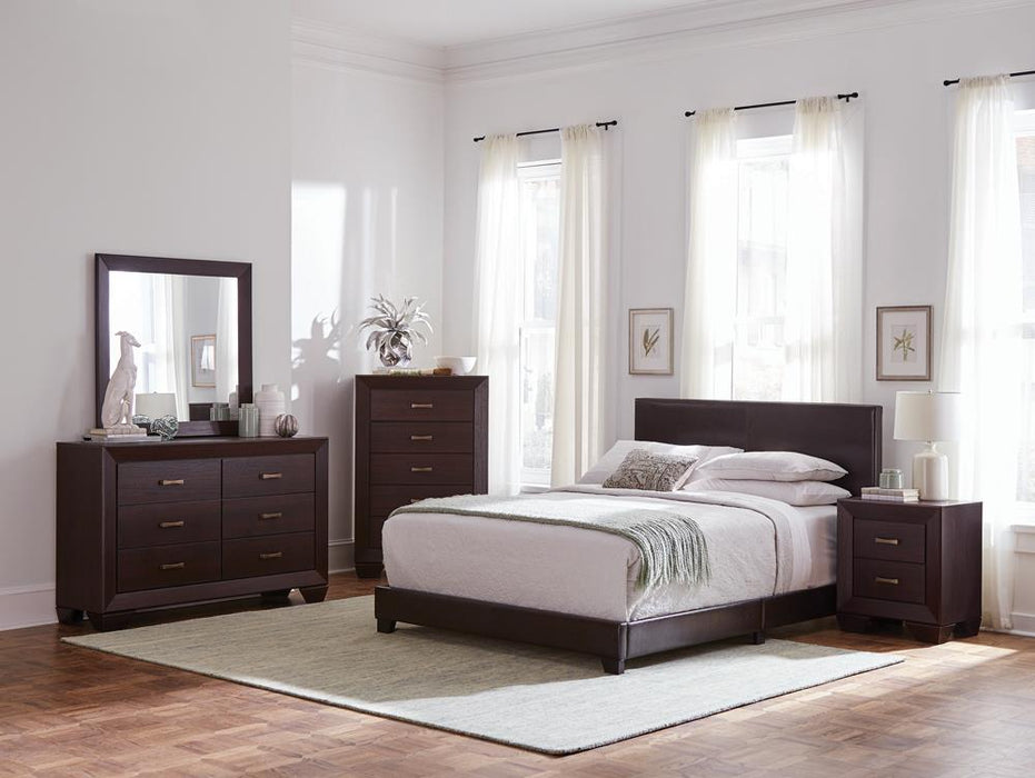Dorian Upholstered California King, E.King, & Queen Bed Black, Brown, & Grey - Bargain Furniture (Detroit, MI)