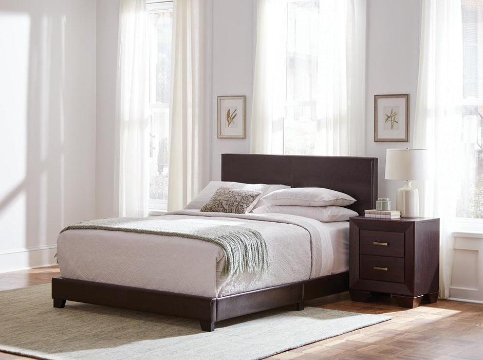 Dorian Upholstered California King, E.King, & Queen Bed Black, Brown, & Grey - Bargain Furniture (Detroit, MI)