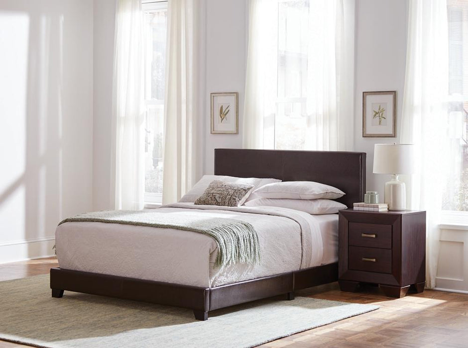 Dorian Upholstered California King, E.King, & Queen Bed Black, Brown, & Grey - Bargain Furniture (Detroit, MI)