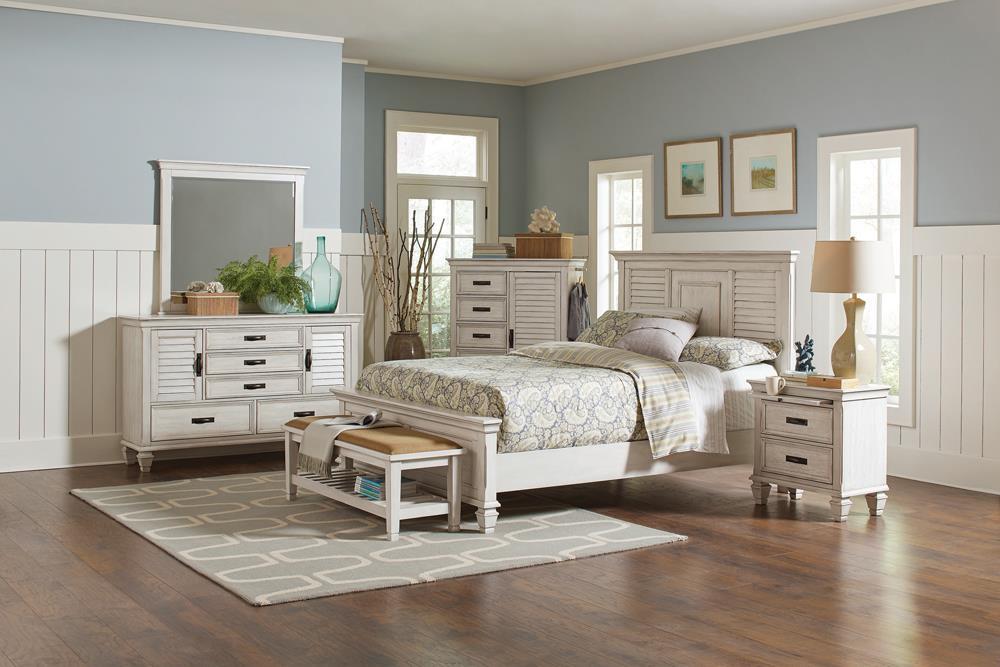 Franco Eastern King & Queen Panel Bed Antique White & Oak - Bargain Furniture (Detroit, MI)