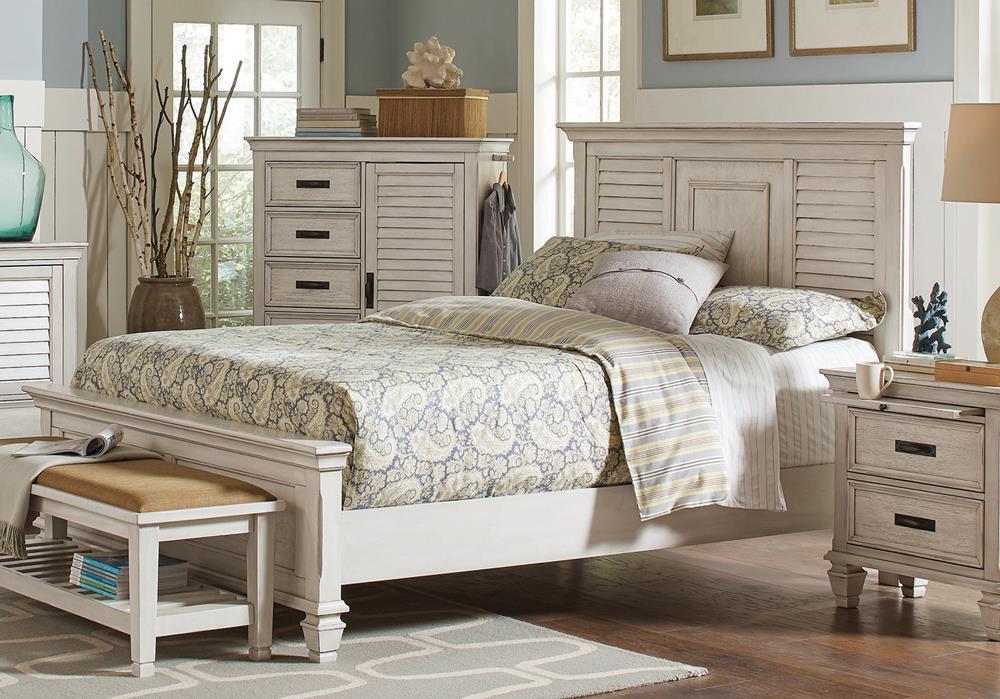 Franco Eastern King & Queen Panel Bed Antique White & Oak - Bargain Furniture (Detroit, MI)