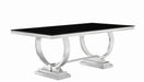 Antoine Rectangular Dining Table Chrome and Black - Bargain Furniture (Detroit, MI)