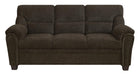 Clementine Upholstered Sofa with Nailhead Trim Brown - Bargain Furniture (Detroit, MI)