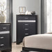 Miranda 5-drawer Chest Black and Rhinestone - Bargain Furniture (Detroit, MI)