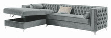 Bellaire Button-tufted Upholstered Sectional Silver - Bargain Furniture (Detroit, MI)