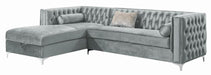 Bellaire Button-tufted Upholstered Sectional Silver - Bargain Furniture (Detroit, MI)