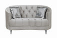 Avonlea Sloped Arm Tufted Loveseat Grey - Bargain Furniture (Detroit, MI)