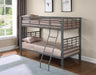 Fairfax Twin Over Twin Bunk Bed with Ladder Light Gunmetal - Bargain Furniture (Detroit, MI)