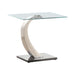 Pruitt Glass Top End Table Clear and Satin - Bargain Furniture (Detroit, MI)