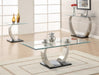 Pruitt Glass Top Coffee Table Clear and Satin - Bargain Furniture (Detroit, MI)