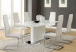 Anges T-shaped Pedestal Dining Table Glossy White - Bargain Furniture (Detroit, MI)