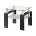 Dyer Tempered Glass End Table with Shelf Black - Bargain Furniture (Detroit, MI)