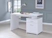 Irving 2-drawer Office Desk with Cabinet White - Bargain Furniture (Detroit, MI)