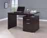 Irving 2-drawer Office Desk with Cabinet Cappuccino - Bargain Furniture (Detroit, MI)