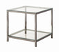 Trini End Table with Glass Shelf Black Nickel - Bargain Furniture (Detroit, MI)