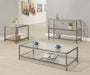 Trini Sofa Table with Glass Shelf Black Nickel - Bargain Furniture (Detroit, MI)