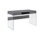 Dobrev 2-drawer Writing Desk Weathered Grey and Clear - Bargain Furniture (Detroit, MI)