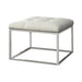 Swanson Upholstered Tufted Ottoman White and Chrome - Bargain Furniture (Detroit, MI)
