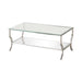Saide Rectangular Coffee Table with Mirrored Shelf Chrome - Bargain Furniture (Detroit, MI)