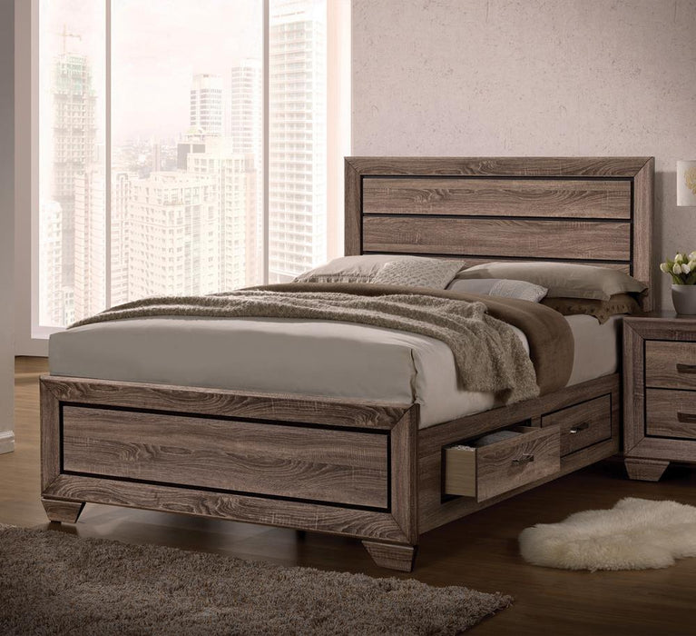 Kauffman California King, E.king, & Queen Panel Bed Washed Taupe - Bargain Furniture (Detroit, MI)