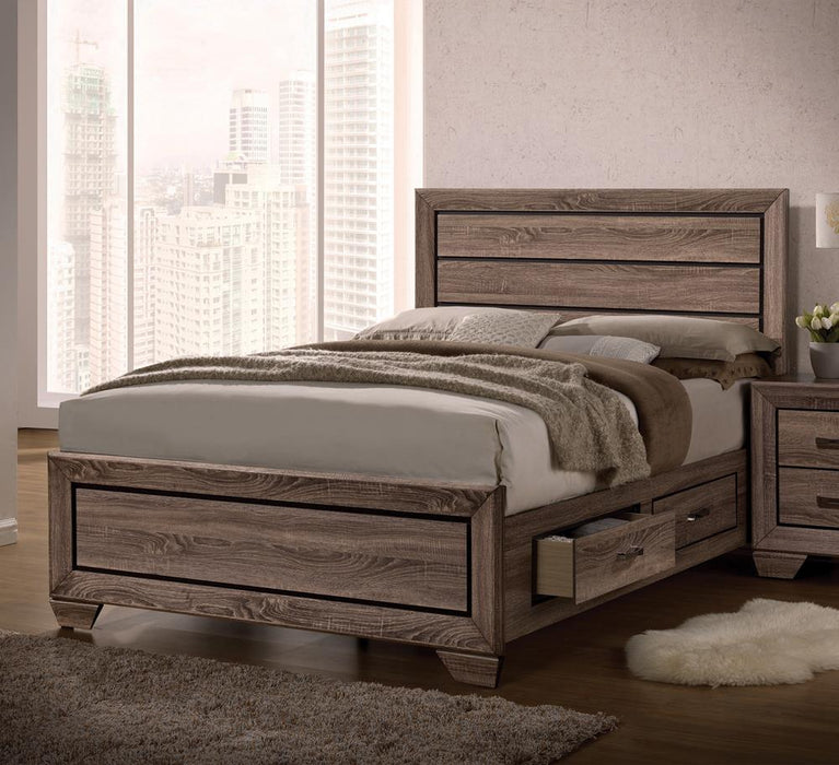 Kauffman California King, E.king, & Queen Panel Bed Washed Taupe - Bargain Furniture (Detroit, MI)