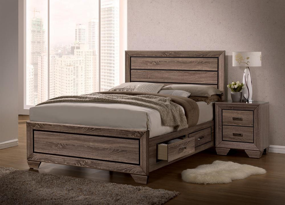 Kauffman Queen Panel Bed Washed Taupe - Bargain Furniture (Detroit, MI)