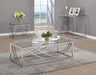 Lille Glass Top Rectangular Coffee Table Accents Chrome - Bargain Furniture (Detroit, MI)