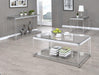 Anne Sofa Table with Lower Shelf Chrome and Clear - Bargain Furniture (Detroit, MI)