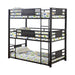 Rogen Twin Triple Bunk Bed Dark Bronze - Bargain Furniture (Detroit, MI)