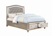 Bling Game Upholstered Storage Eastern King Bed Metallic Platinum - Bargain Furniture (Detroit, MI)