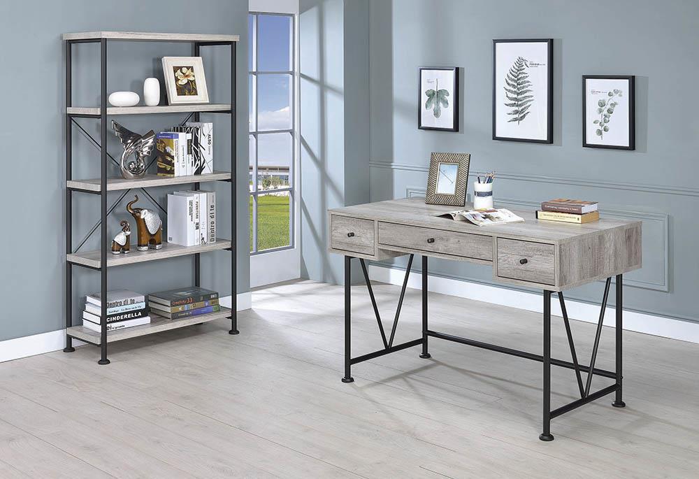 Analiese 4-shelf Open Bookcase Grey Driftwood - Bargain Furniture (Detroit, MI)