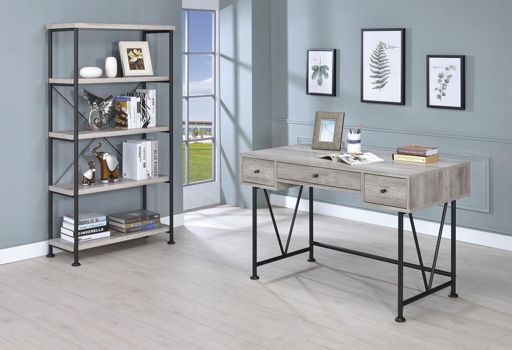 Analiese 4-shelf Open Bookcase Grey Driftwood - Bargain Furniture (Detroit, MI)