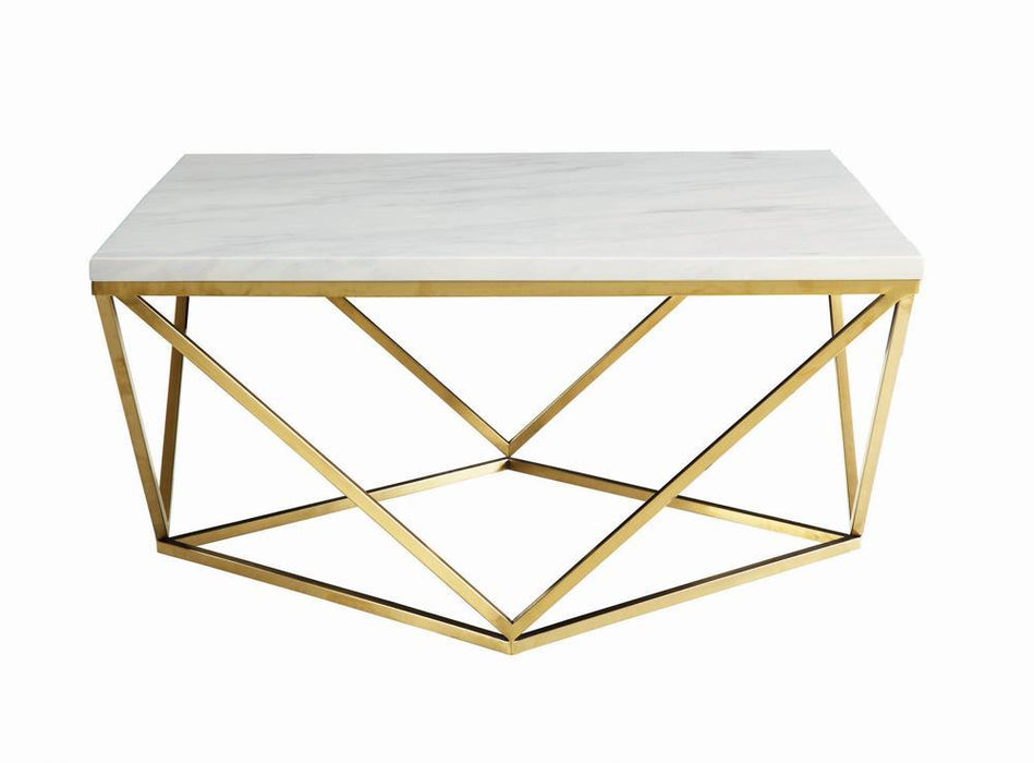 Elana Rectangle 2-shelf Coffee Table Glossy White - Bargain Furniture (Detroit, MI)