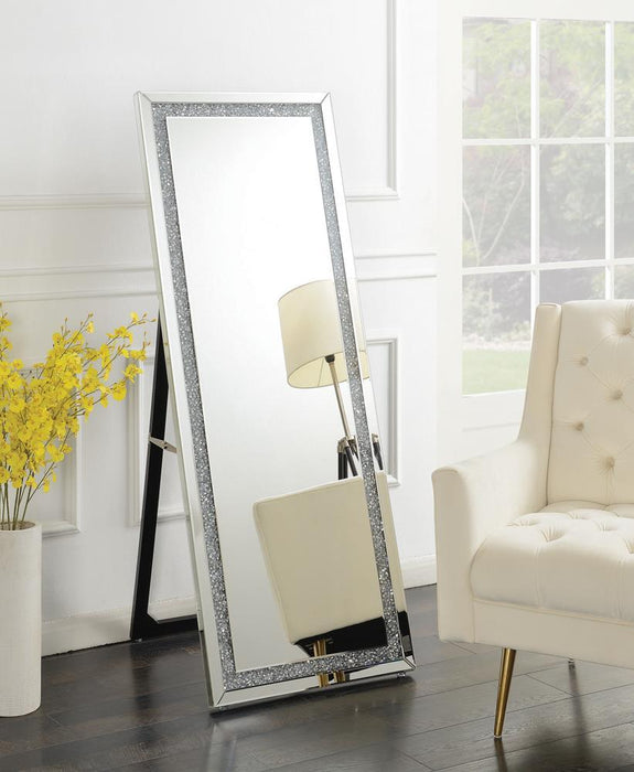 Giddish Cheval Floor Mirror Silver - Bargain Furniture (Detroit, MI)