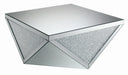 Amore Square Coffee Table with Triangle Detailing Silver and Clear Mirror - Bargain Furniture (Detroit, MI)