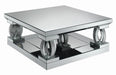 Amalia Square Coffee Table with Lower Shelf Clear Mirror - Bargain Furniture (Detroit, MI)