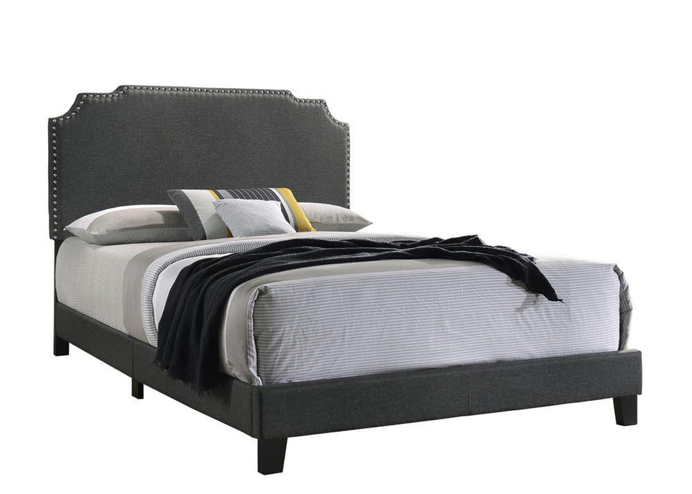 Tamarac Upholstered Nailhead Full, Eastern King & Queen Bed Beige & Grey - Bargain Furniture (Detroit, MI)