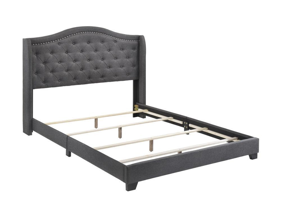 Tamarac Upholstered Nailhead Full, Eastern King & Queen Bed Beige & Grey - Bargain Furniture (Detroit, MI)