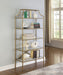 Serena 5-tier Tempered Glass Shelves Bookcase Matte Gold - Bargain Furniture (Detroit, MI)
