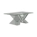 Taffeta V-shaped Coffee Table with Glass Top Silver - Bargain Furniture (Detroit, MI)