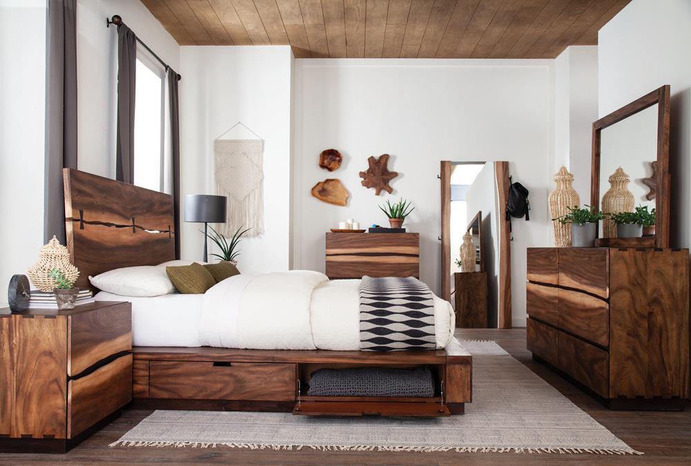 Winslow California King, E.King & Queen Bed Smokey Walnut and Coffee Bean - Bargain Furniture (Detroit, MI)