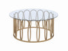 Monett Round Coffee Table Chocolate Chrome and Clear - Bargain Furniture (Detroit, MI)